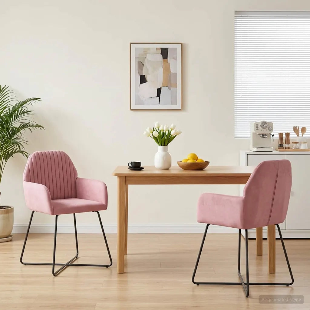 Sedie da pranzo 2 pcs Velluto (V) Rosa 55 x 50 x 84 cm 42034369