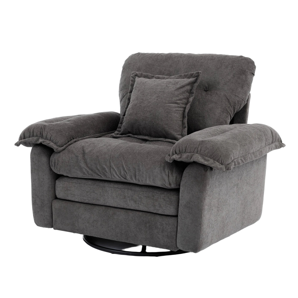 Poltrona girevole 360° con Cuscino di supporto in Chenille Grigio 116 × 84 × 96 cm