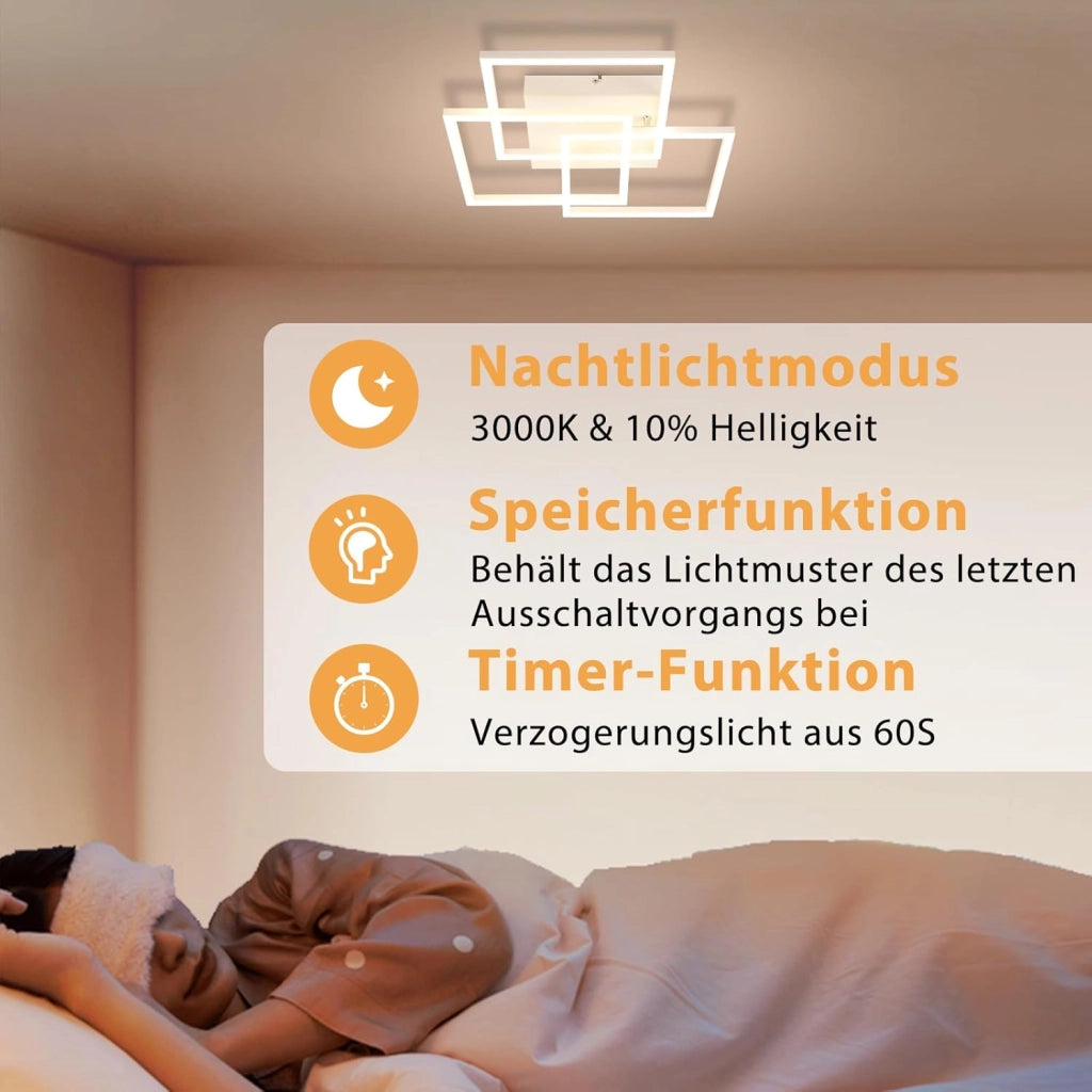 ZMH Lampada da soffitto plafoniera LED moderna nera 3000-6500K per soggiorno cucina ufficio