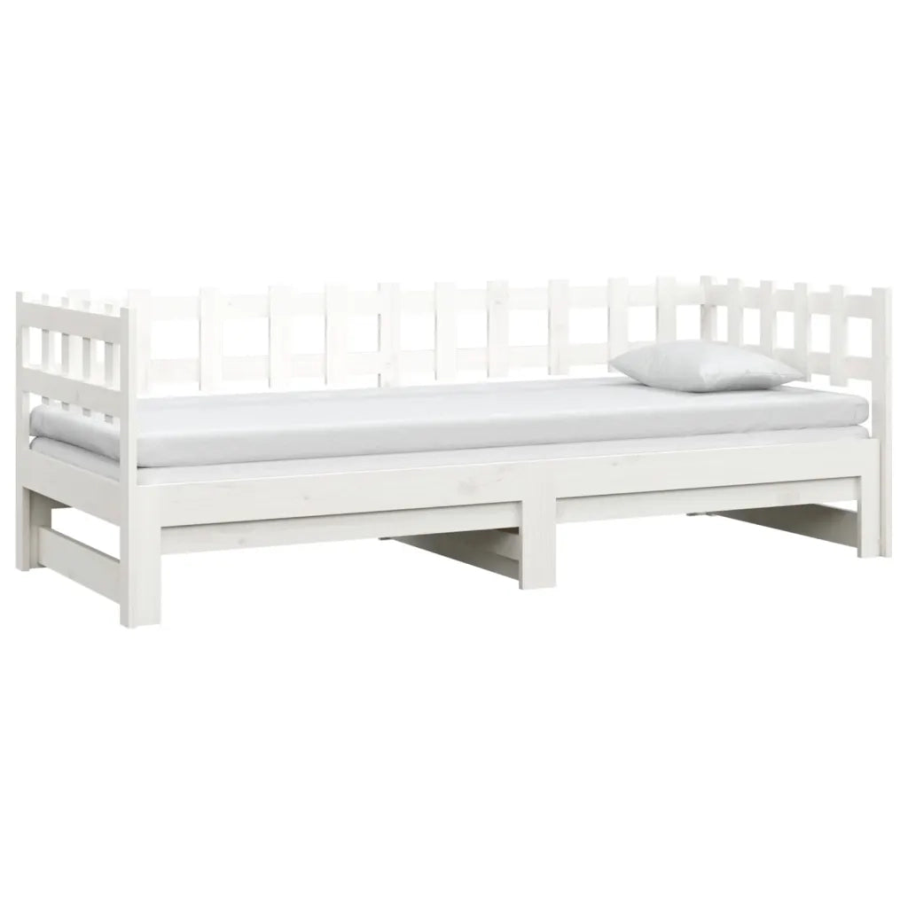 Dormeuse Estraibile Bianca 2x(80x200) cm Legno Massello di Pino 820767