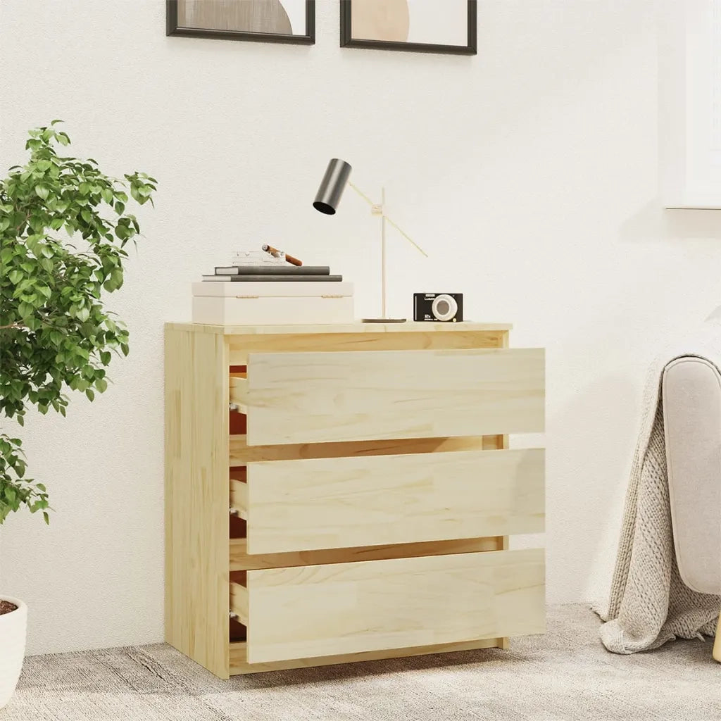 Comodino 60x36x64 cm in Legno Massello di Pino 808093