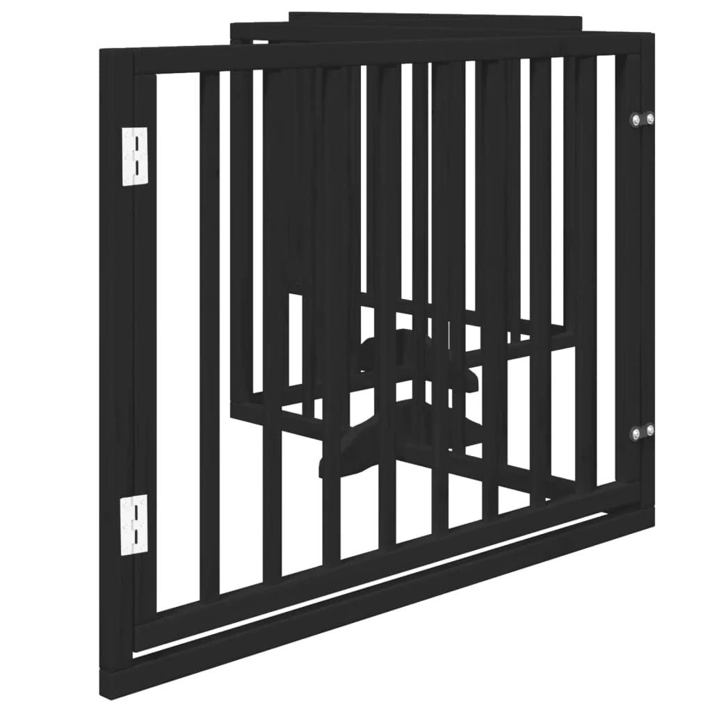 Cancelletto e porta di sicurezza per animali domestici 4 pannelli legno di pioppo nero 02_0023349