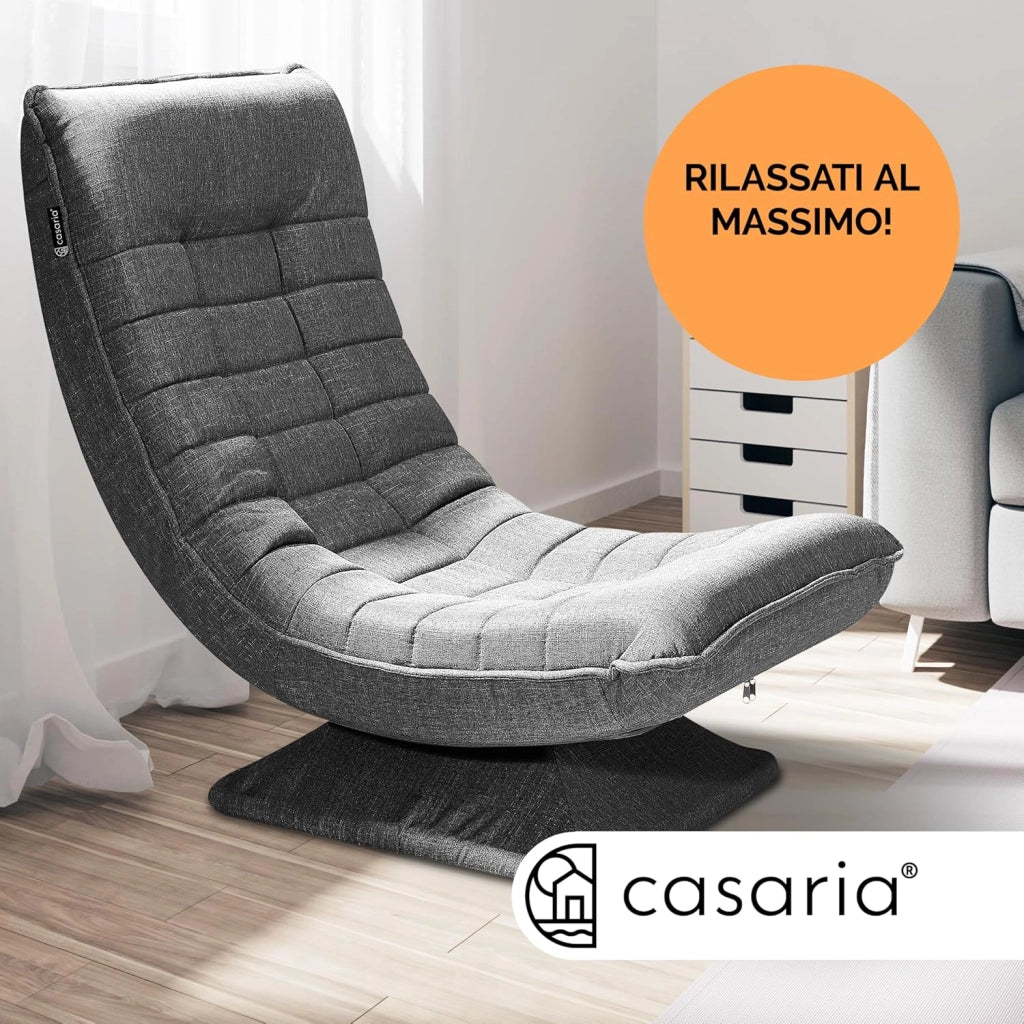 ® Poltrona Relax da Lettura con Schienale Regolabile 360° Pieghevole Portata 150kg 60x105x87cm Sedia da Pavimento Imbottita Salotto Gaming