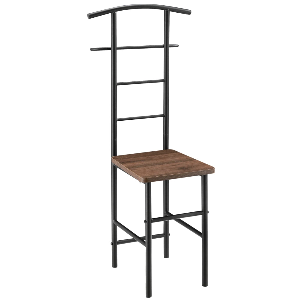 Servomuto comodino appendiabiti con gruccia e porta pantaloni metallo MDF 107 cm nero/marrone 03_0006284