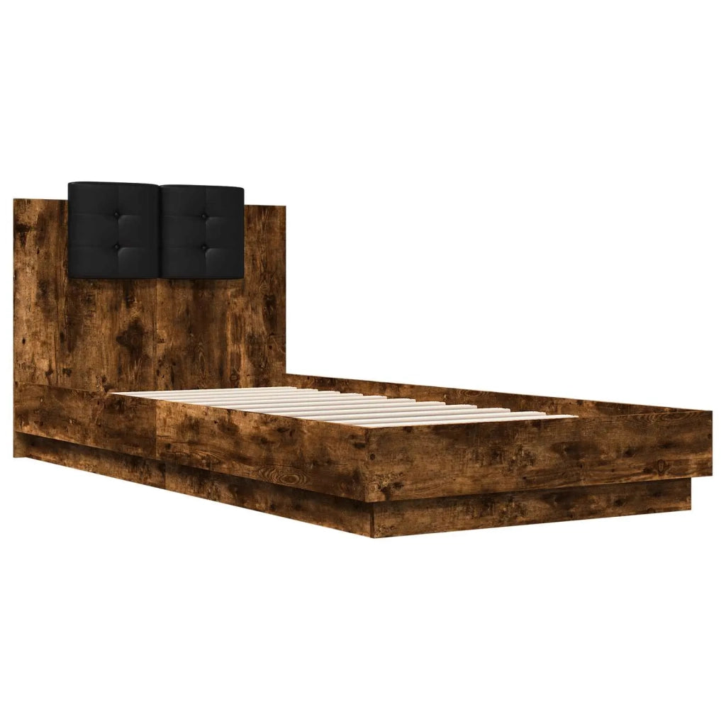 Letto con LED Rovere Fumo 80 x 200 cm Legno ingegnerizzato 3429663