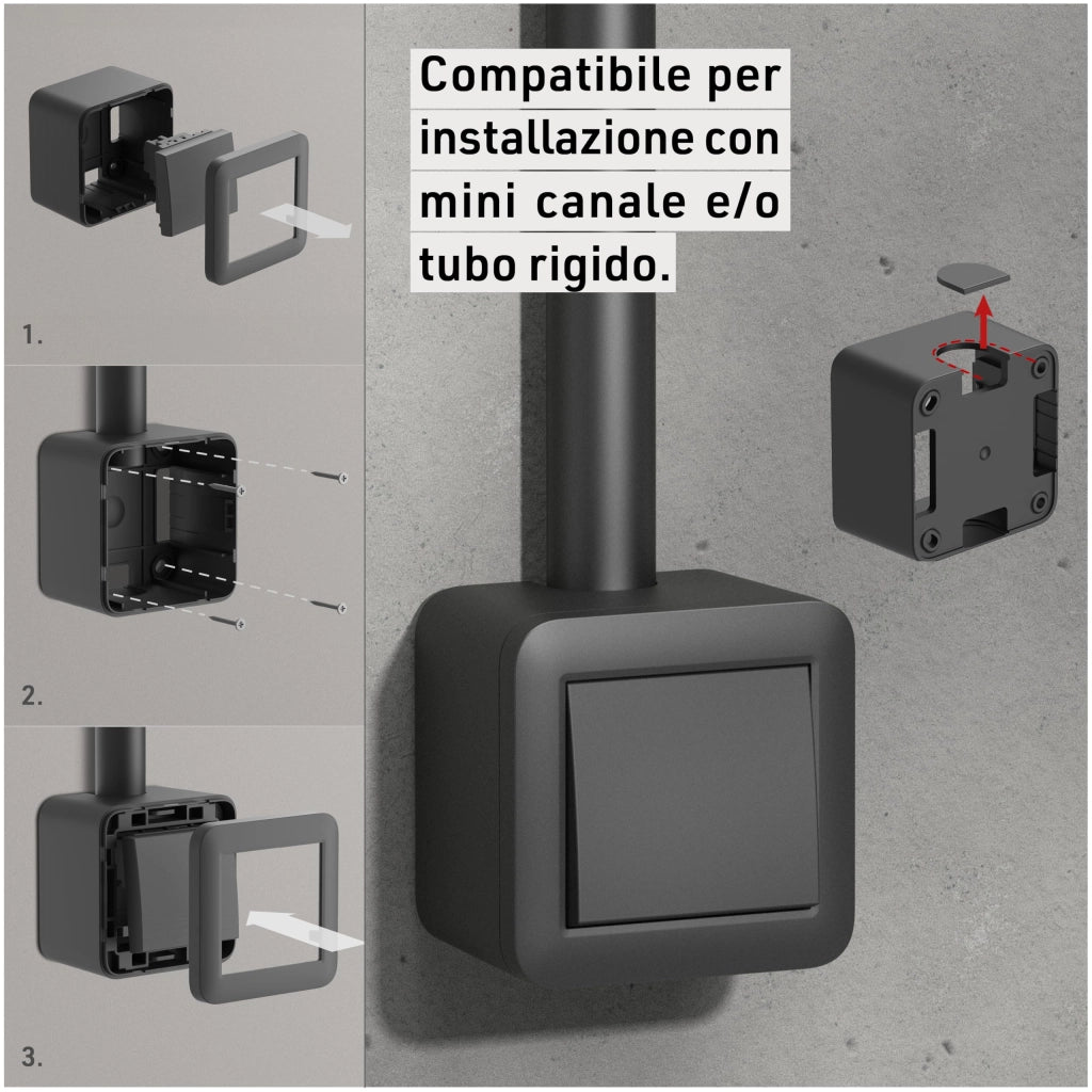 CONTENITORE 'FIXA' deviatore 10A - col.nero - ELECTRALINE