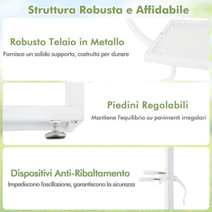 Scaffale Porta Piante a 6 Livelli, Scaffale per Vasi a Forma di Farfalla con 12 Ripiani in Rete Metallica e 4 Ganci, Mensola a Scala per Piante da Interno e Esterno (Bianco)