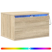 Comodino | Armadio da Notte | Mobiletto da notte a Parete con luci LED Rovere Sonoma