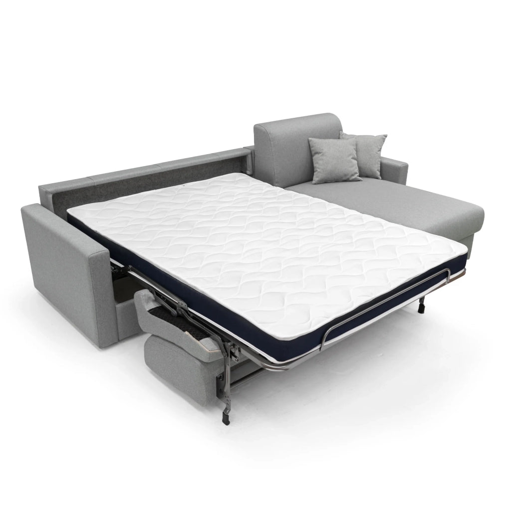 Chris Divano letto angolare 5 posti in tessuto impermeabile T13 268 cm Sinistro (mat. 140x197) grigio
