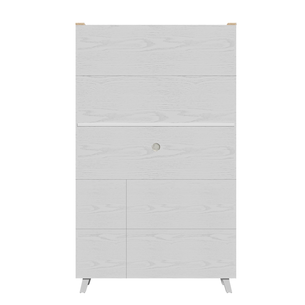 Sideboard Bianco - Zephmum- 114x40x190 cm- Legno massello- Per soggiorno e sala da pranzo