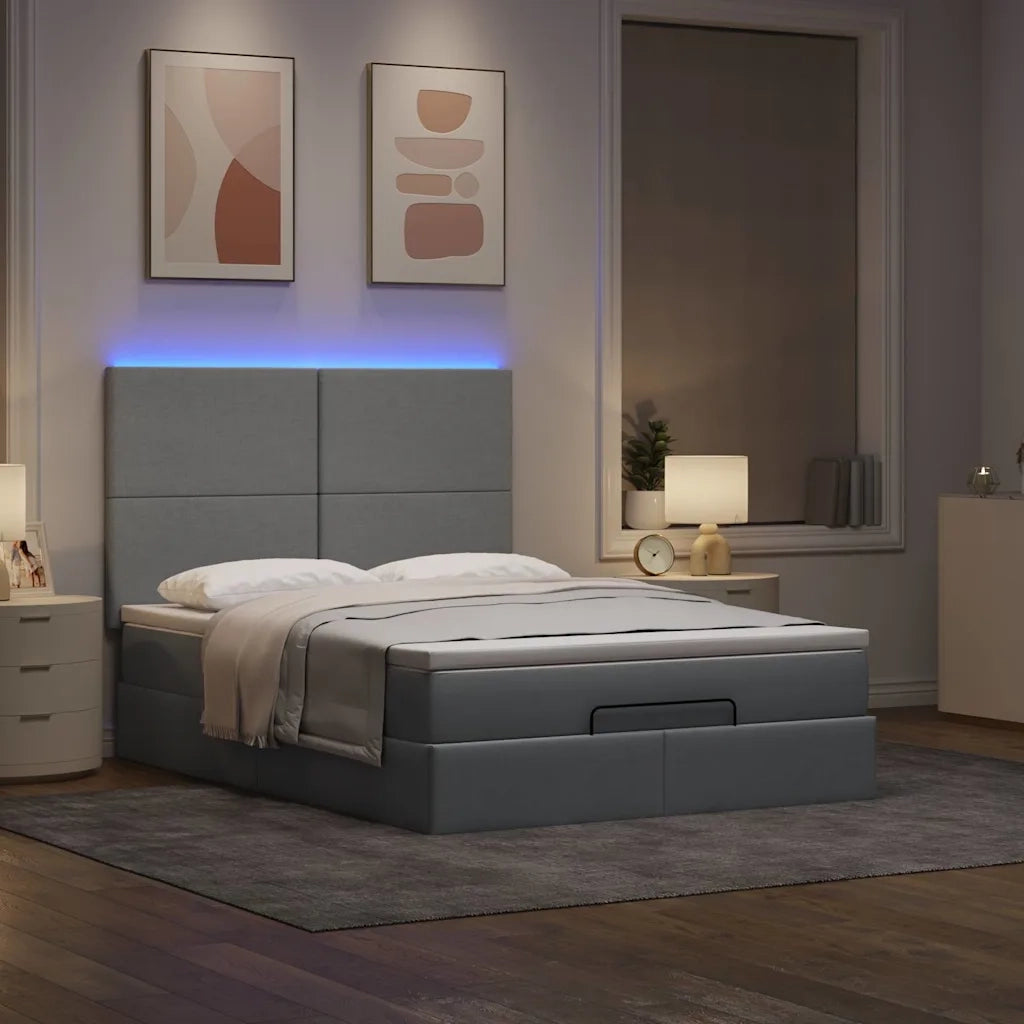 vidaXL Struttura Letto Pouf con Materasso 140x190 cm in Tessuto