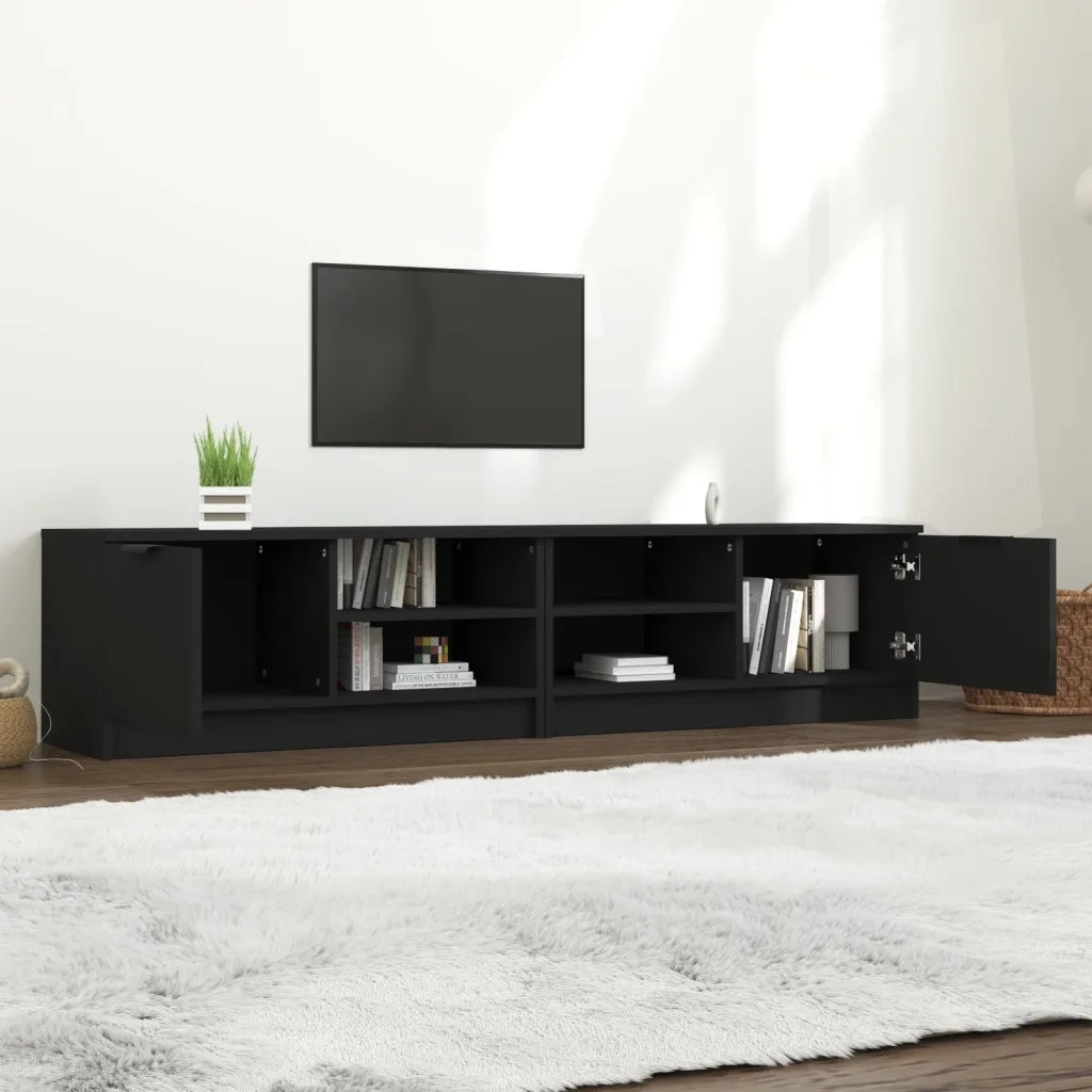 Mobili Porta TV 2 pz Neri 80x35x36,5 cm in Legno Multistrato