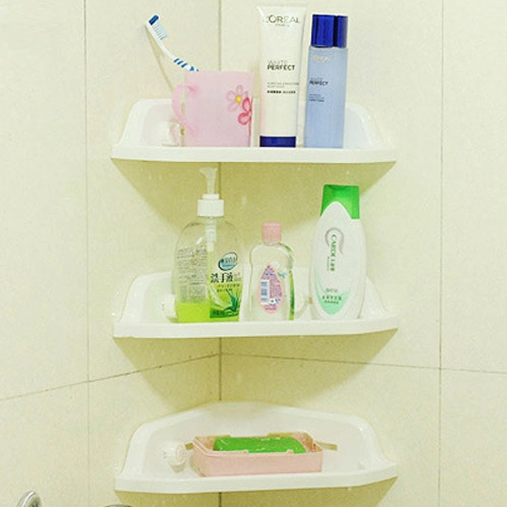 Trade Shop - Mensola Angolare Per Doccia Bagno Portaoggetti Attacco A Ventosa 34 X 31 Cm -