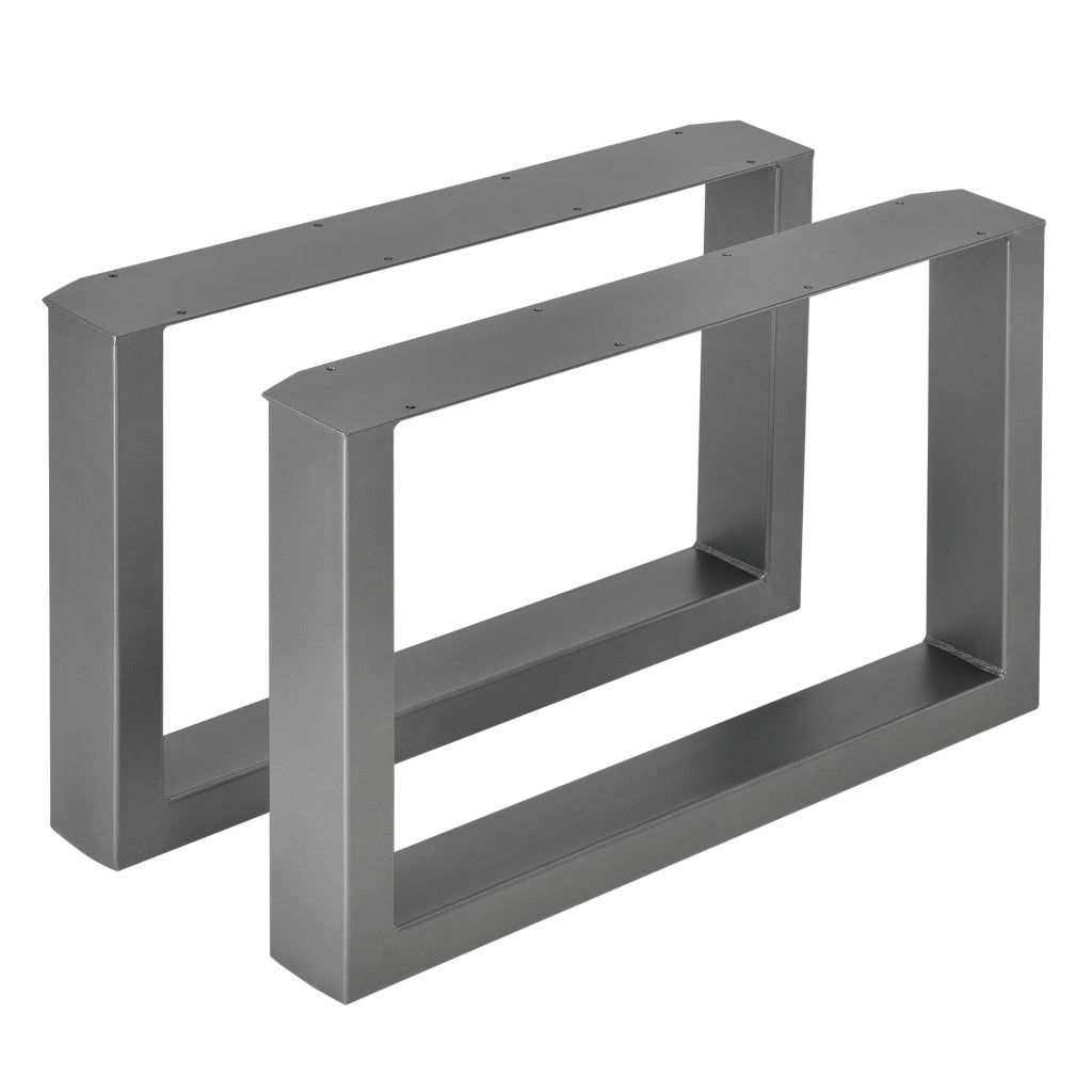 Set di 2 gambe rettangolari per tavolo in metallo 64 cm grigio acciaio 03_0003672