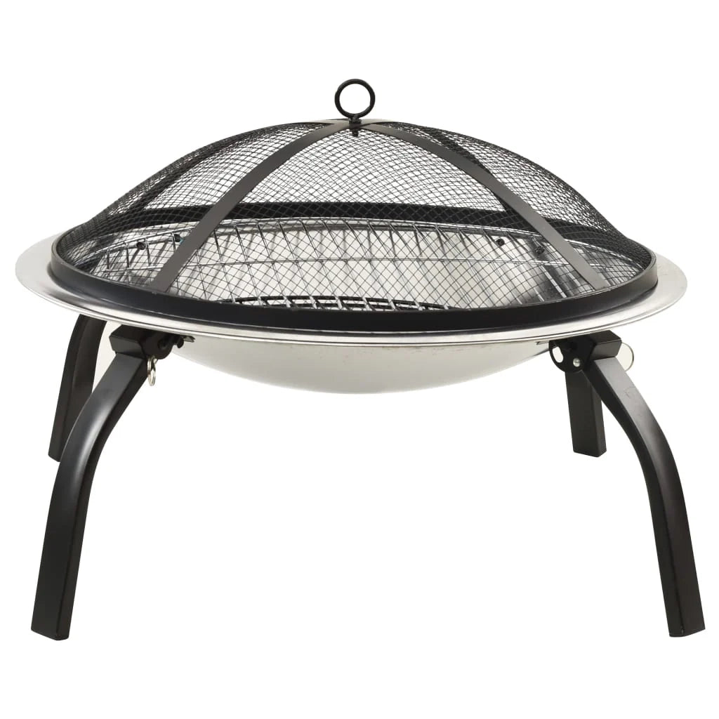 Braciere e barbecue con attizzatoio Camino 2 in 1 56 x 56 x 49 cm acciaio inox 02_0005916