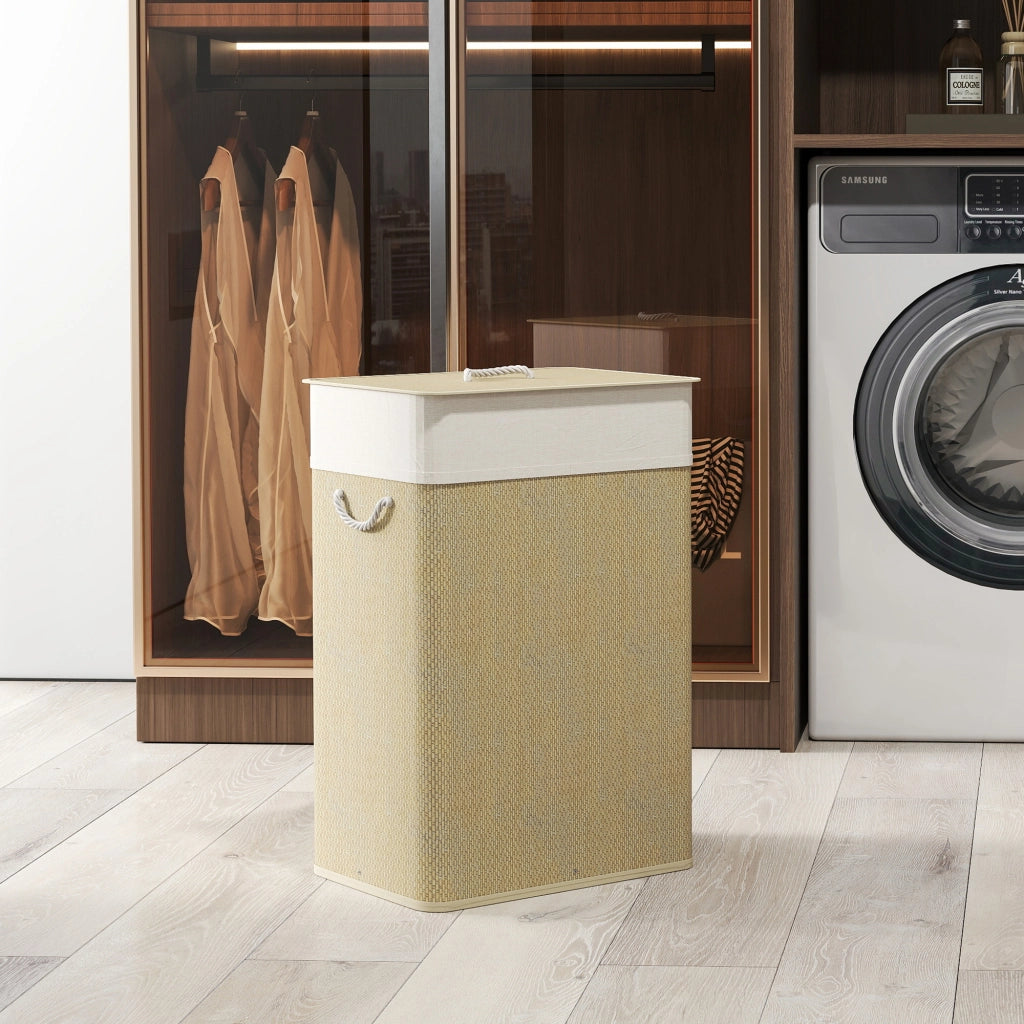 Cesto Ropa Sucia con Tapa 72L ¨C Zephmum ¨C Naturale 40x30x60 cm