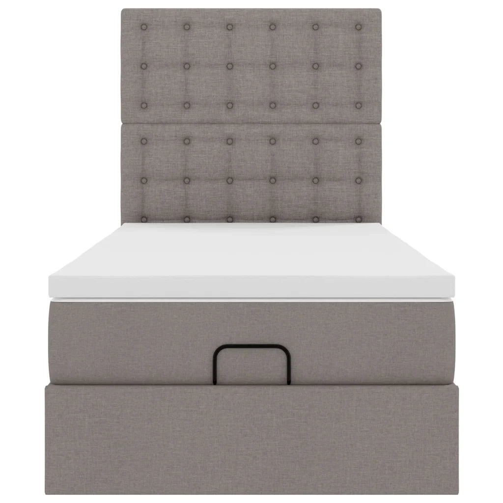 Pouf Letto con Materasso e LED Tortora 90x200 cm in Tessuto 3314145