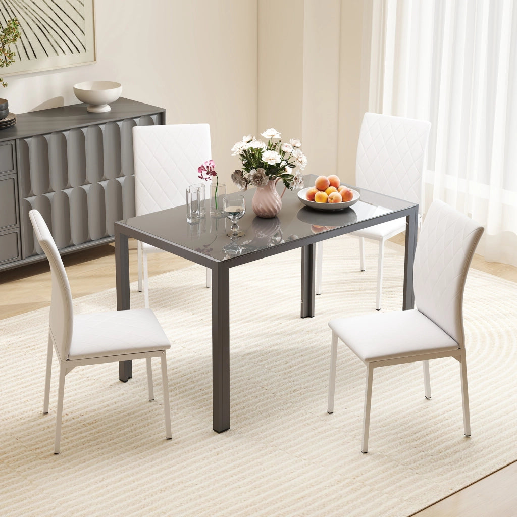 Set 4 Sedie da Pranzo ¨C Xylo ¨C Capitonn¨¦ Rombi Bianco Gambe Metallo 41x50x91cm
