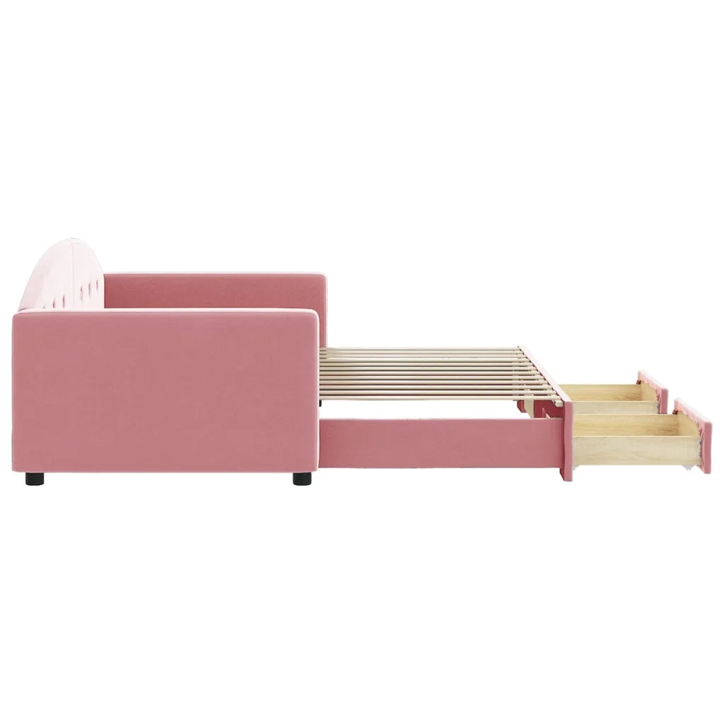 Divano Letto Estraibile con Cassetti Rosa 90x200 cm Velluto 3197352