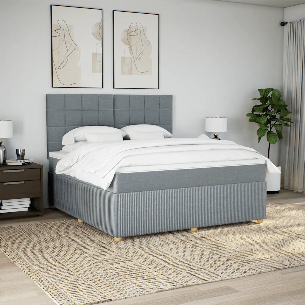 Giroletto a Molle con Materasso Grigio Chiaro180x200 cm Tessuto