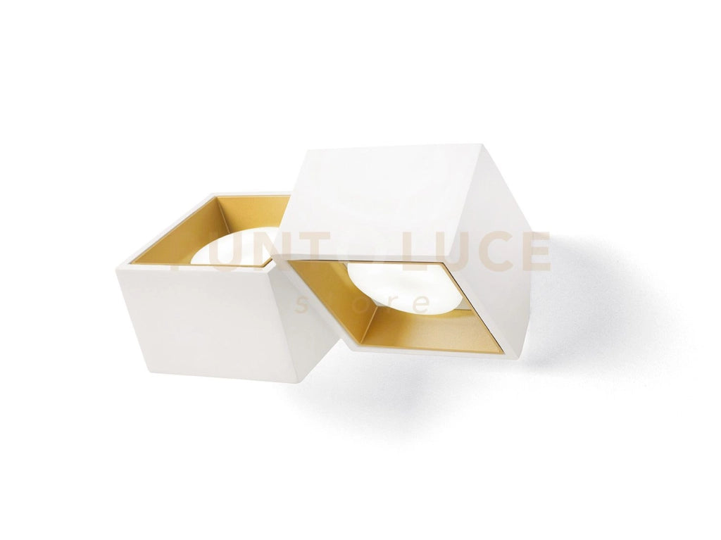 NASSO applique a Parete 2 Luci attacco GX53 Biemissiva Quadrata ottone in gesso e alluminio