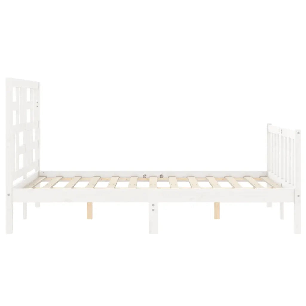 Letto senza Materasso-Struttura Letto Bianco 140x190 cm Legno Massello di Pino 173008