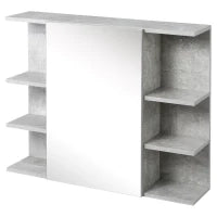 kleankin Specchiera Bagno a Parete con Anta e Mensole Laterali in Legno, 80x19.8x64cm