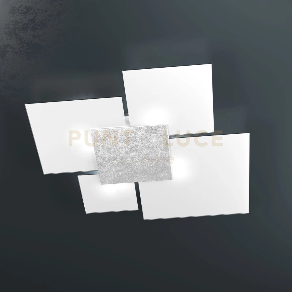 UPGRADE-90 APPLIQUE-PLAFONIERA 4 LUCI FOGLIA ARGENTO 1148-90-FA
