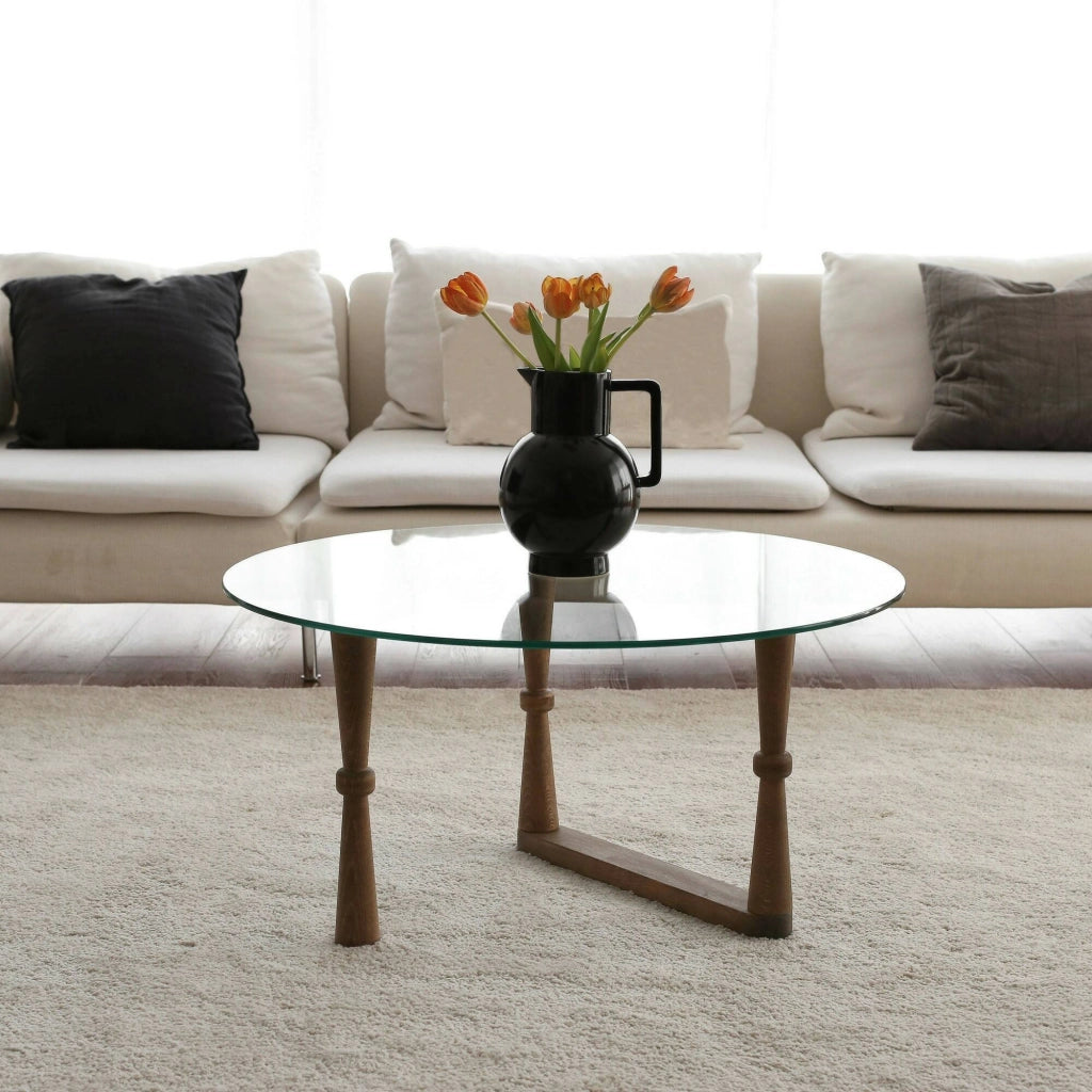 Belvi, Tavolino da Salotto Forma Rotonda, 80x80x41h cm Marrone Noce