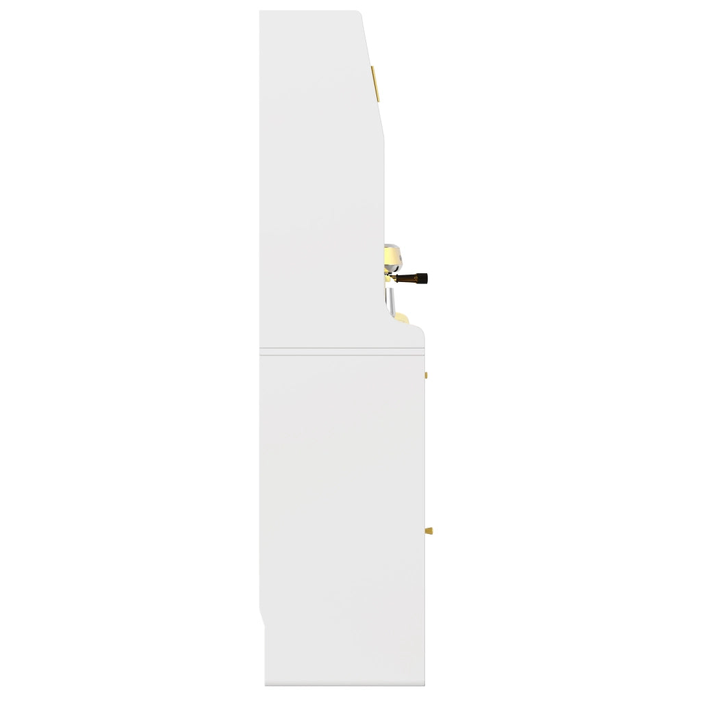 OKWISH Credenza Alta con 2 Cassetti e Ripiani Regolabili, LED, per Cucina o Sala da Pranzo, MDF, Bianco, 120 x 40 x 180 cm
