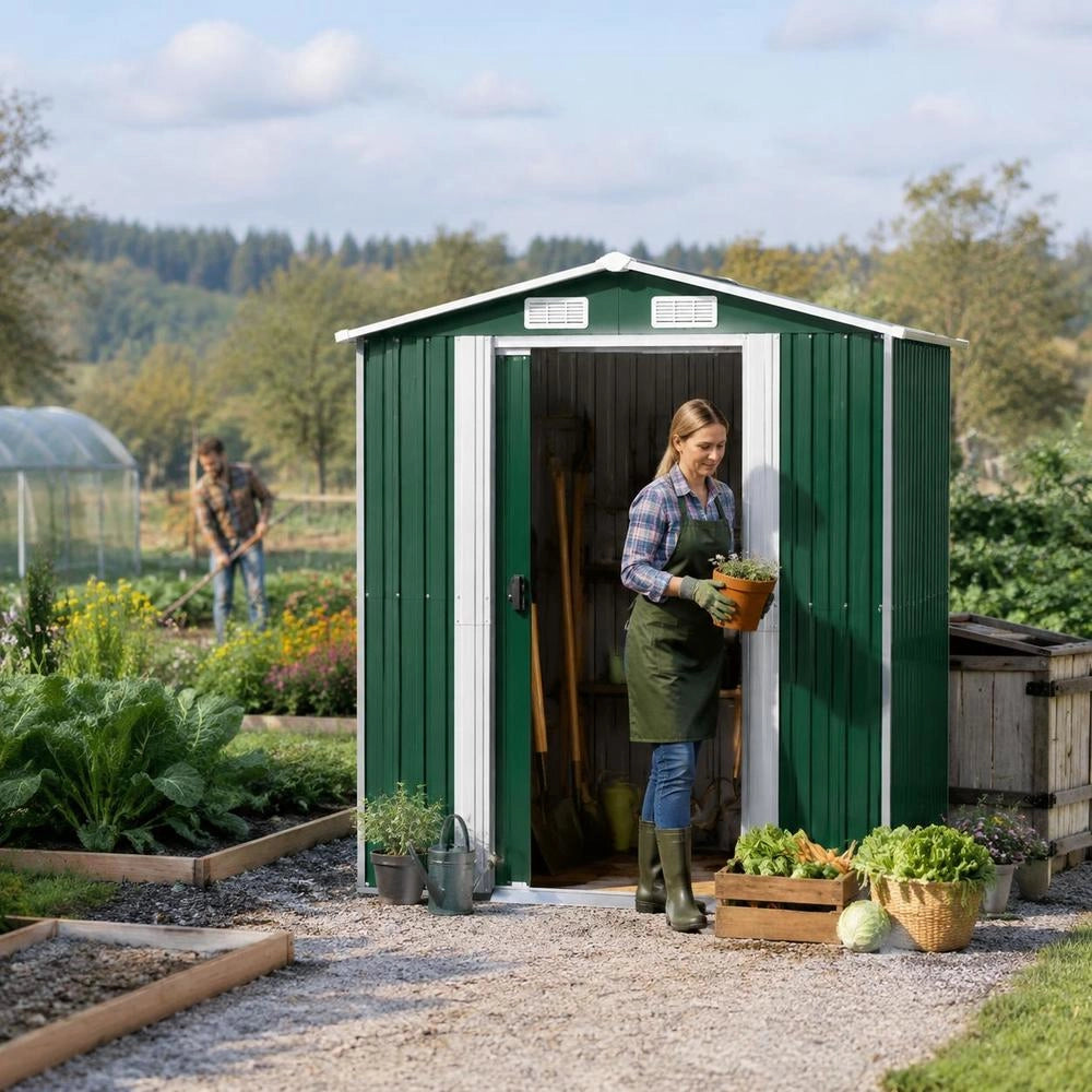 Garden Shed, Green, 192x108x223 Cm, Galvanized Steel