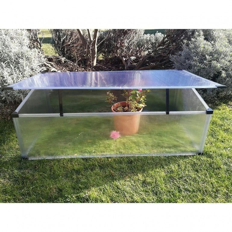 Slide and Grow "2squared" Serretta da giardino in policarbonato alveolare spessore 4mm Lunghezza: 97 x 57 cm x 28/37h cm
