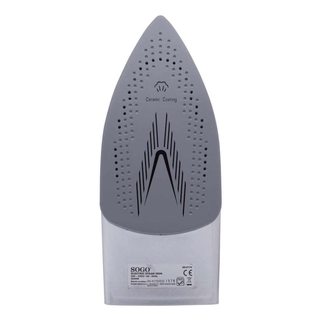 Ferro da stiro a vapore elettrico 2200W, piastra ceramica, serbatoio 250ml, vapore verticale stiratura - SOGO