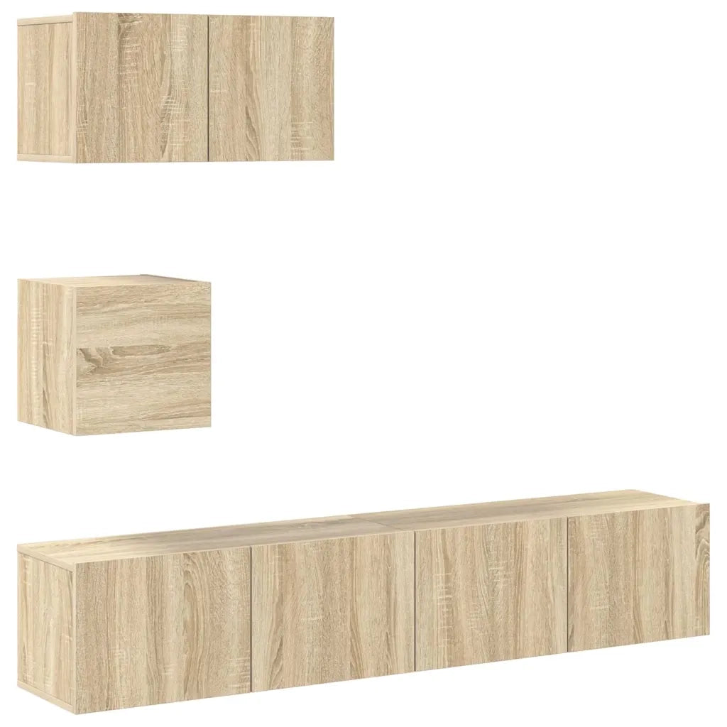 Set di Mobili Porta TV 4 pz-Credenza per TV Rovere Sonoma in Legno Multistrato 505571