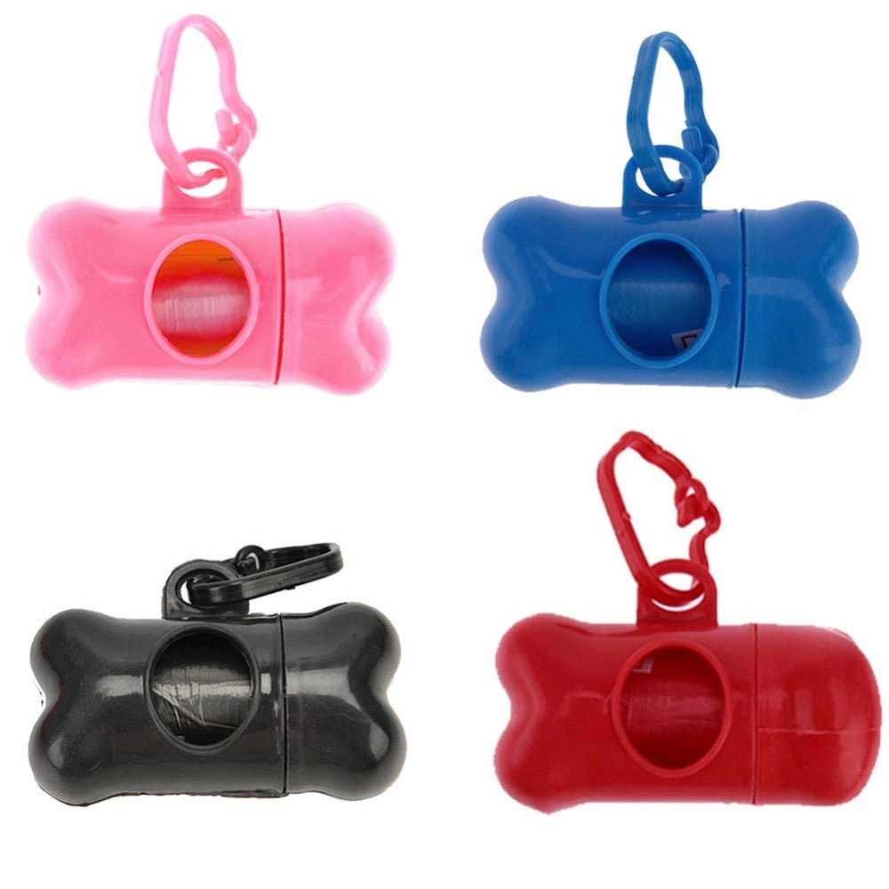 Trade Shop - Dispenser Porta Sacchetti Per Cani + 3 Rotoli Sacchetto Raccogli Feci Animali -