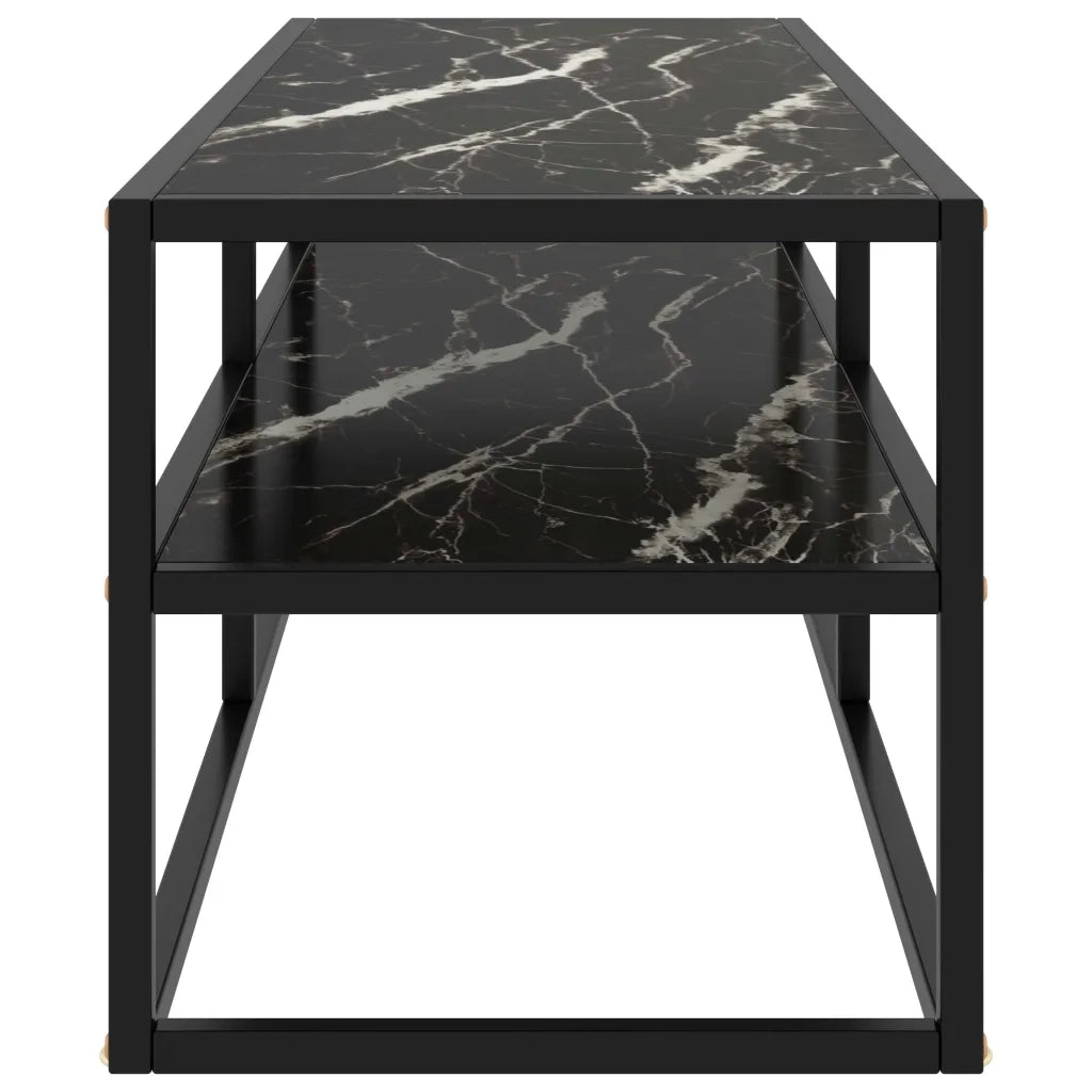Mobile TV Nero con Vetro Nero Marmo 120x40x40 cm 322862