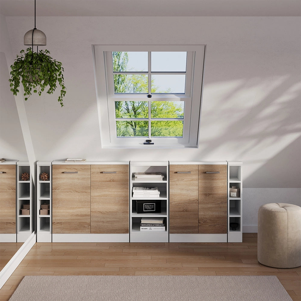 Set di mobili sottotetto Rion Sonoma/Bianco Set di 5 Vicco