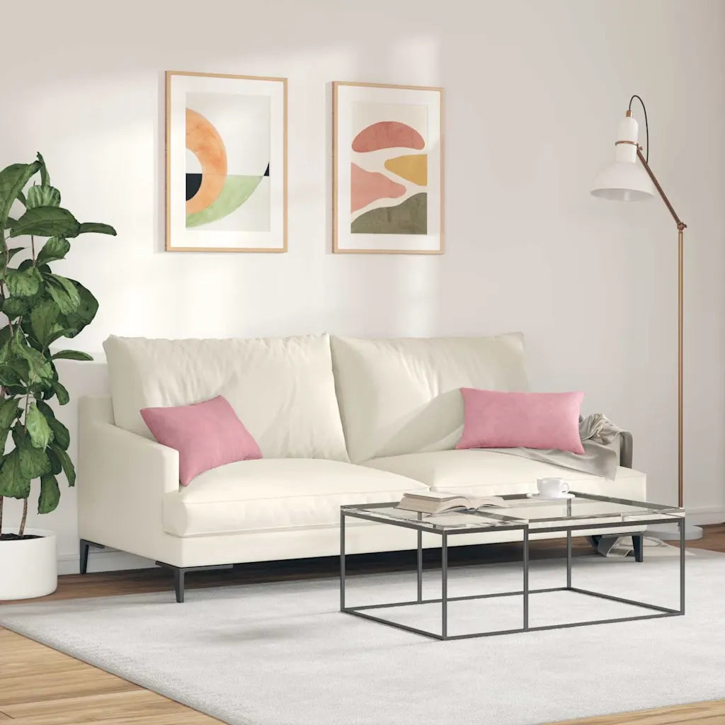 Cuscini da Divano 2 pz | Cuscini per sedie Rosa 50 x 30 cm Tessuto in Cords