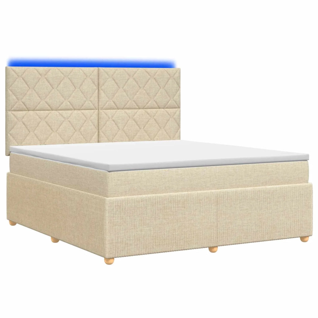 Letto Box Spring LED con Materasso Crema 180 x 200 cm Tessuto 3455928