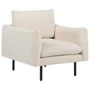 Poltrona moderna in tessuto beige chiaro con gambe nere Stile Retrò Moderno
