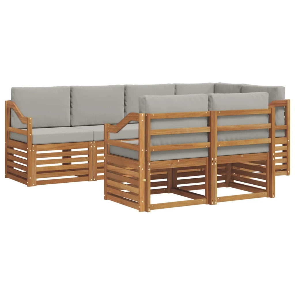 Set divano sezionale con cuscino 7 pcs Grigio Naturale e Chiaro 3374986