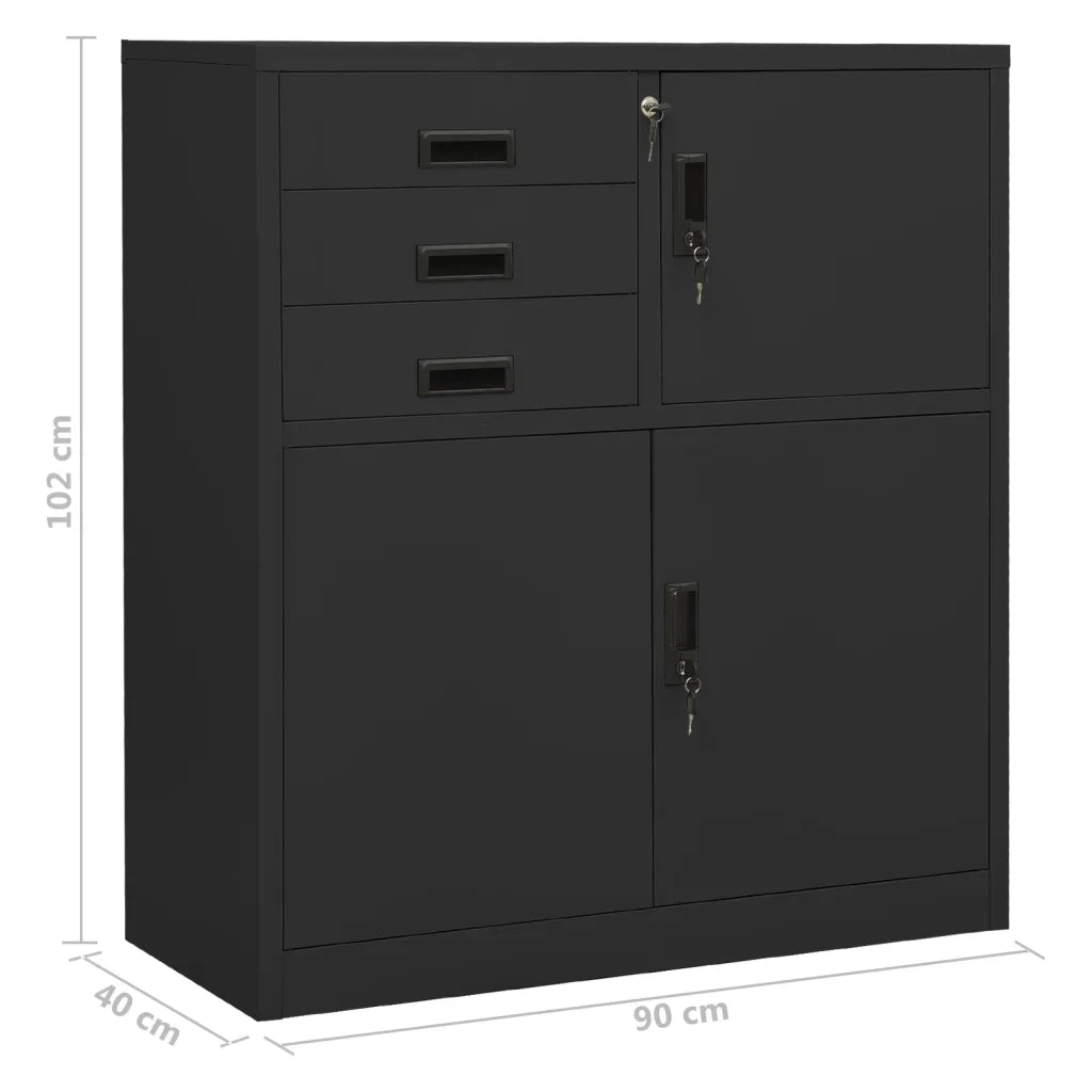 Armadio per Ufficio Antracite 90x40x102 cm in Acciaio 336408