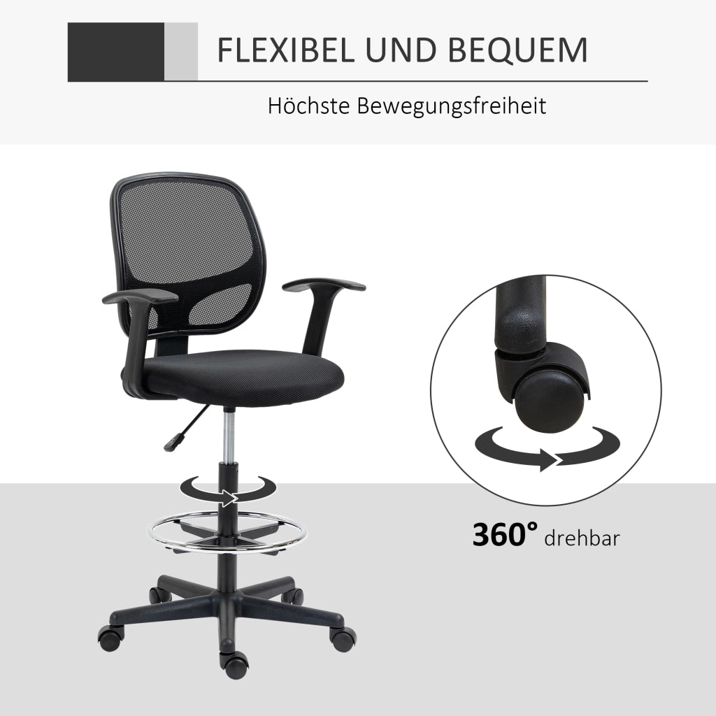 Sedia da Ufficio con Poggiapiedi e Rotelle Regolabile in Altezza ¨C Zephmum ¨C Mesh Grigio