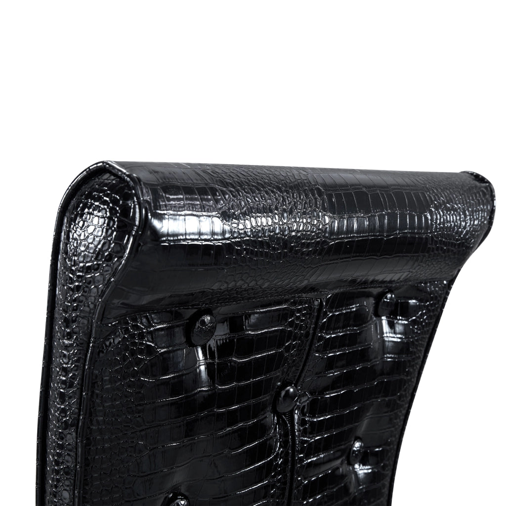 Sedia da pranzo set da 2 con Seduta imbottita, Gambe in metallo, Piedini regolabili, PVC Nero e Oro