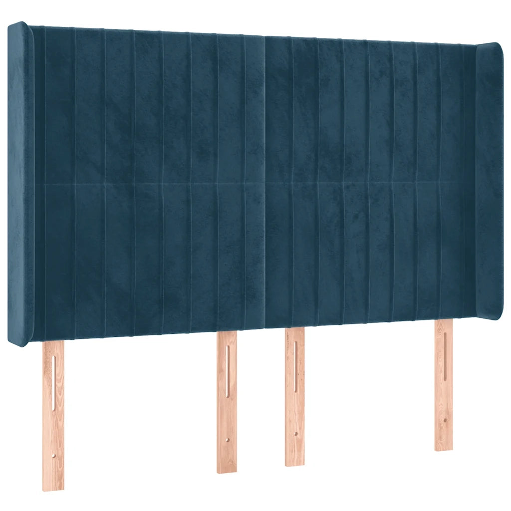 Testiera | Testata a LED Blu Scuro 147x16x118/128 cm in Velluto