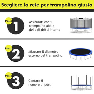 Rete per Trampolino Sostitutiva 366cm, Ideale per Struttura Rotonda con 6/8 Paletti con Doppie Cerniere, Fibbie di protezione e Ganci