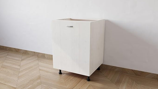 Mobile Base 60 Compreso Di Anta. H 72 Cm L 60 Cm P 55.5 Cm. Spedizione In Kit Larice Bianco