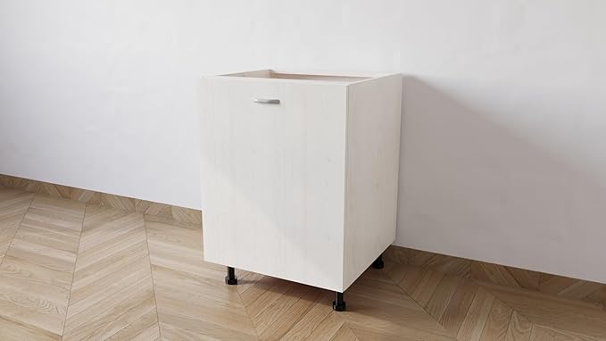 Mobile Base 60 Compreso Di Anta, H 72 Cm L 60 Cm P 55,5 Cm, Spedizione In Kit Larice Bianco