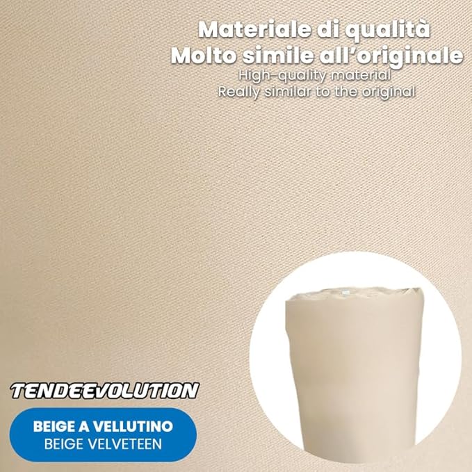 Kit Riparazione Tessuto Cielo Auto - Vellutino Beige Con 4 Colle Spray - Misura 1,50 x 2 m - Adatto anche per Pannelli Portiere e Pantoni