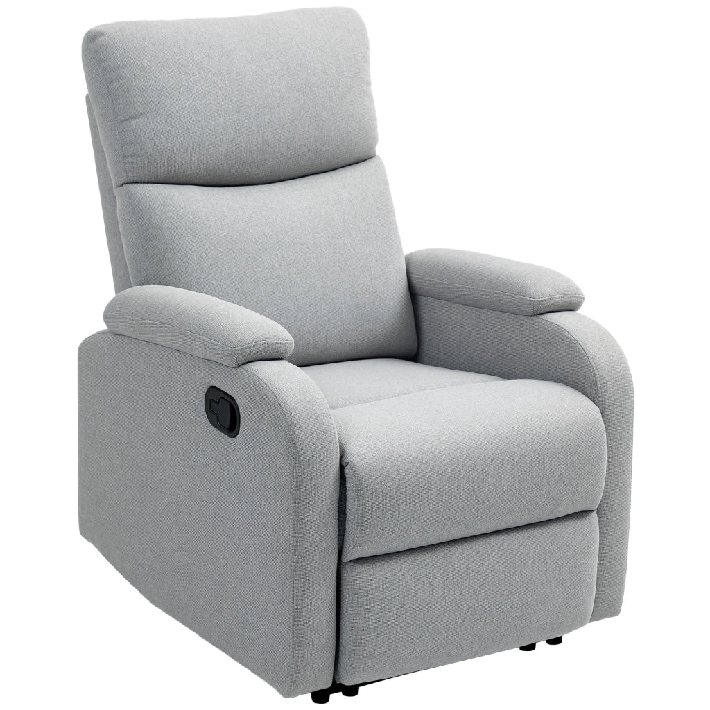 Poltrona Reclinabile Manualmente a 60° 69x91,5x103 cm con Poggiapiedi Extra Imbottita in Tessuto Grigio